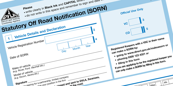 Statutory Off Road Notification certificate